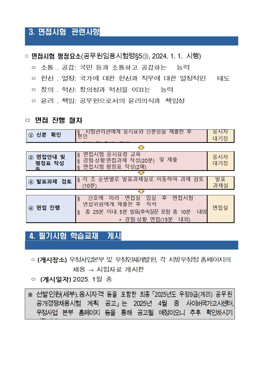 2025년도 우정9급(계리) 공무원 공개경쟁채용 시험일정 등 사전공고002